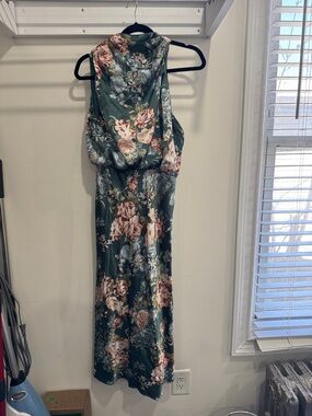 Hello Molly Floral Maxi Dress in Green and Pink